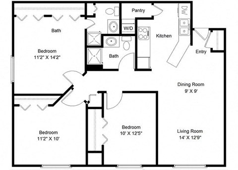 3 Bedroom Floor Plan at The Villages at Essex Park, Rochester, 55901
